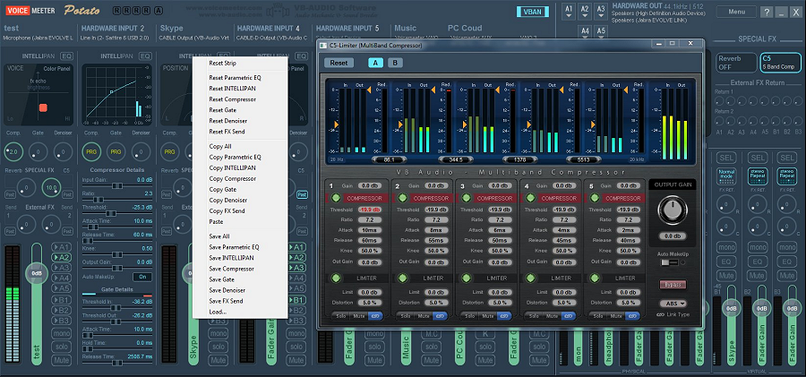Voicemeeter Potato now offers a Multiband Compressor